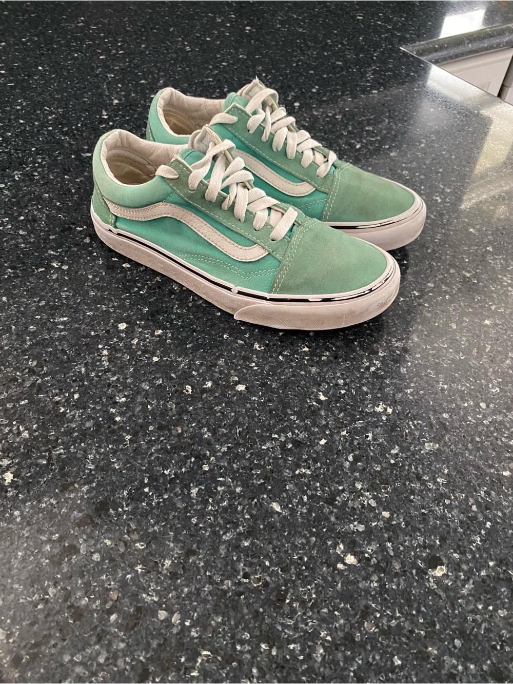 Women Mint Green Low-Top Vans Canvas Sneakers